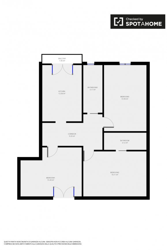 Camera con bagno in appartamento con 3 camere da letto a Torre ... Camera con bagno in appartamento con 3 camere da letto a Torre ...